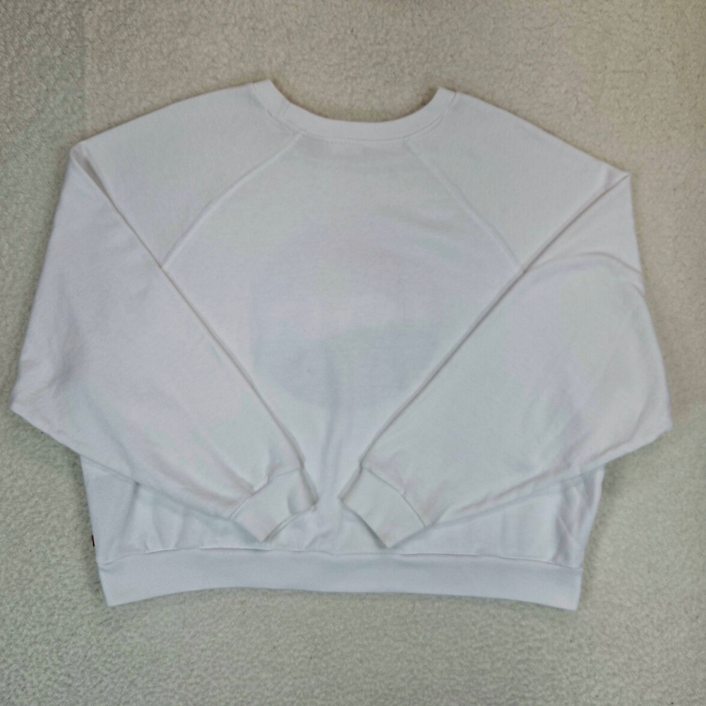 Levi's Sweatshirt Women 1X White Graphic Logo Raglan Retro French Terry Pullover - Picture 6 of 15